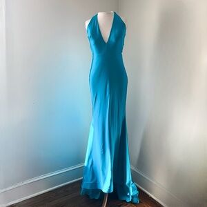 Jessica Angel Blue Prom/Pageant/formal halter top dress Size Small 4-6 Style 758